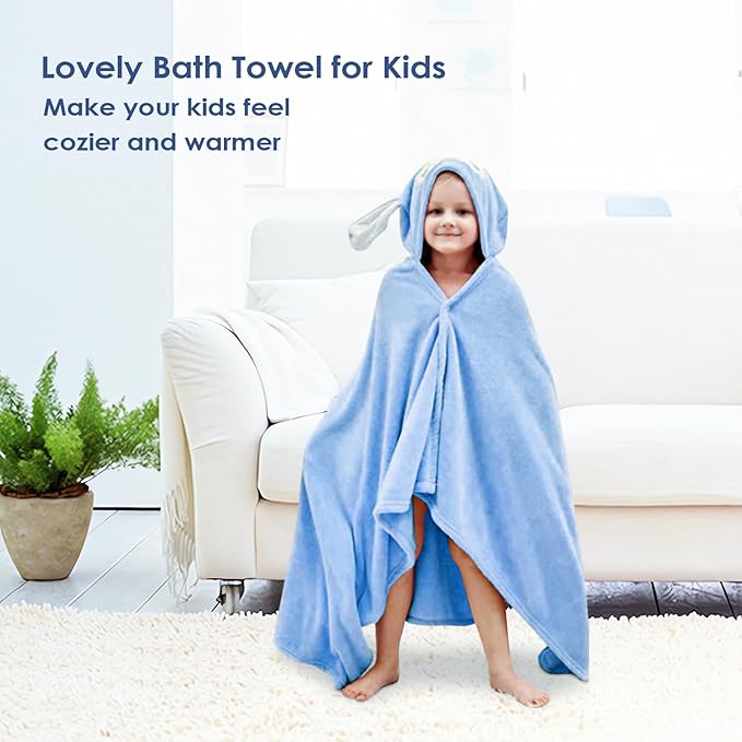Kids Hooded Bath Towels Beach Towel Girls Boys Soft Swim Pool Cover Up Super Absorbent Cute Cartoon Animal