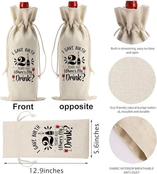 21st Birthday Wine Gifts Bag for Her Sister, Twenty-one Year Old Birthday Party Decorations Wine Bag, Funny Birthday Wine Bag Gifts for Her Friends, 21st Birthday Wine Bag Gifts