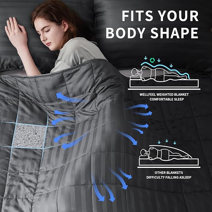 Weighted Blanket for Adult,30lbs Heavy Weighted Blanket 88"x104" Breathable Cooling Summer Blankets, Ultra Soft Cotton Comfort Throw Blanket with Glass Beads for All-Season (Dark Grey)