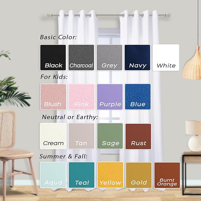 Mrs.Naturall White Curtains 102 Inches Long for Living Room 2 Panels Set,Grommet Thermal Insulating Block Sun 60% Blackout Height High Ceiling to Floor Length Curtains for Bedroom Sliding Door