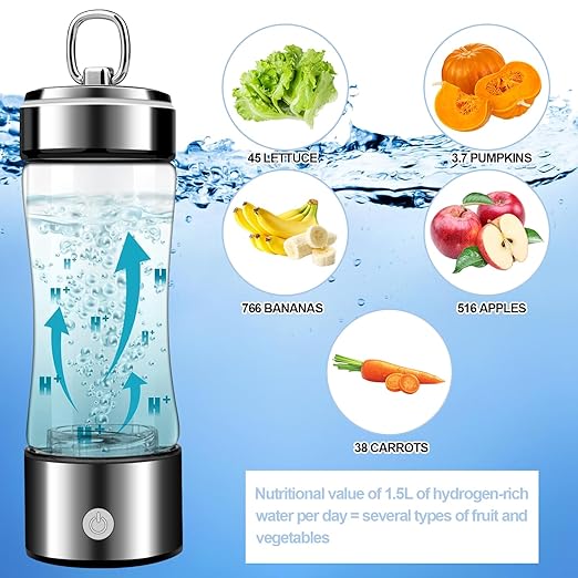 MGahyi Hydrogen Water Bottle,2024 New Hydrogen Water Bottle Generator with SPE PEM Technology Water Ionizer, Rechargeable Hydrogen Water Machine Improve Water in 3 Minutes for Home,Office(Silver)