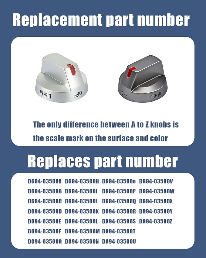 DG94-03500A/Z Fit for Samsung Stove Oven Knob Replacement,DG94-04167 DG94-03500U DG94-03500W Electric Gas Range Knobs Replacement for Samsung, Compatible with NX60T8111SS NX60T8311SS NE63T8111SS 5Pcs