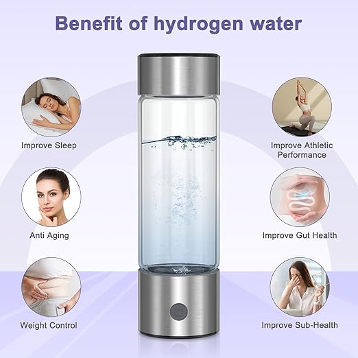 Hydrogen Water Bottle, 420ML Portable Rechargeable Hydrogen Water Ionizer, 3 Minute Rapid Electrolysis, Advanced SPE/PEM Technology, for Home, Office, Travel, Fitness, Drinking