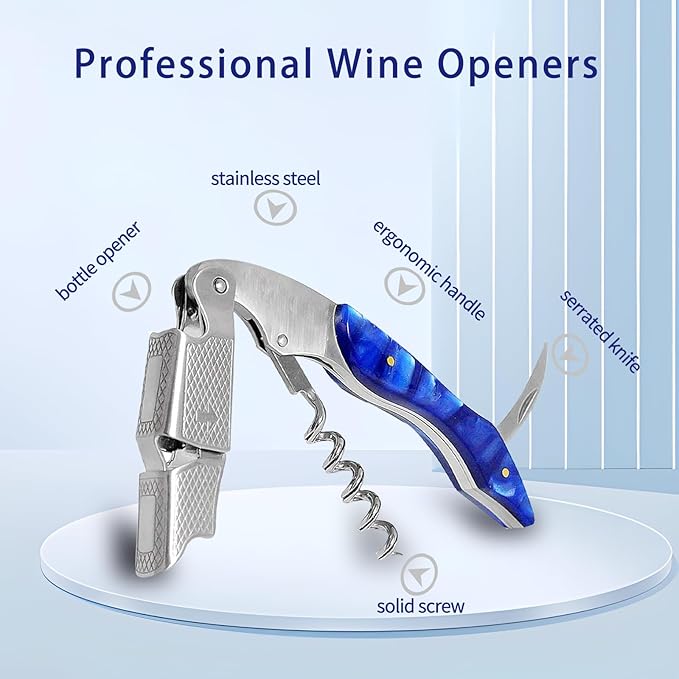 Wine Opener 2 Pack, Professional Wine Bottle Opener, Stainless Steel Wine Key Manual Waiters Corkscrew Wine Opener for Servers Bartender