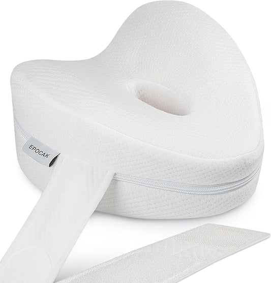 Knee Pillow for Adustable Side Sleepers with 1.3FT/40CM,100% Memory Foam Leg Pillow for Side Sleeping,Hip Pillow for Back,Hip,Knee Pain Relif (Grey White)