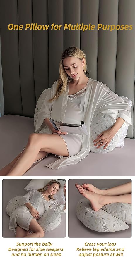 Pregnancy Pillows for Sleeping, Maternity Pillow for Pregnant Women with Pillow Cover, Detachable Body Pillow for Pregnant Women, Pregnancy Wedge Pillows Support for Back, Legs, Belly, HIPS(Grey)