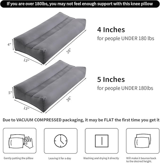 HOMBYS Knee Pillow for Side Sleepers with Groove, Down Alternative Between Leg Pillow for Sleeping,Under Knee Pillow for Sleeping on Back,Spine Alignment, Lower Back Pain Relief, Machine Washable