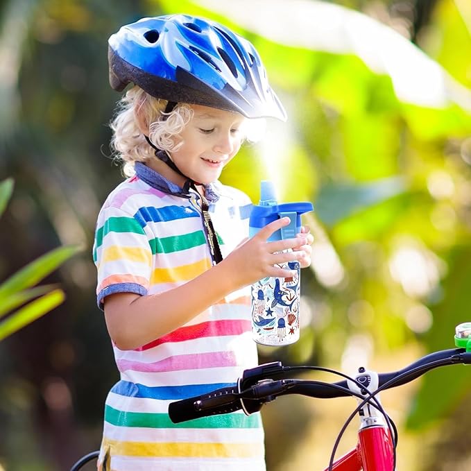 Kids Water Bottle with Spray Mist, 420ml Portable Kids Spray Drinking Bottle for Boys Girls School Cool Down and Hydrate