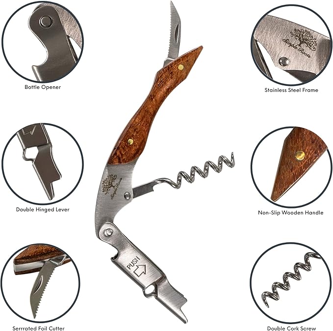 Simple Roots Classic Wine Opener - Best Sellers Classic Corkscrew for Wine Bottles, Manual Durable Bottle Opener for Servers, Bartenders, Cork Screws & More!