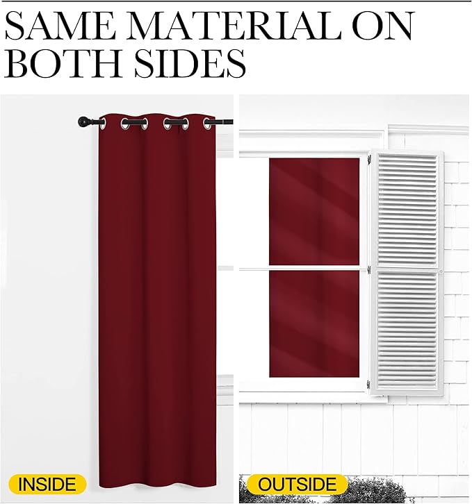 NICETOWN Burgundy Red Blackout Draperies Curtains - Pair of Grommet Top Thermal Insulated Blackout Decorative Curtains for Thanksgiving Day & Christmas Decor(55 inches Wide by 90 inches Long)