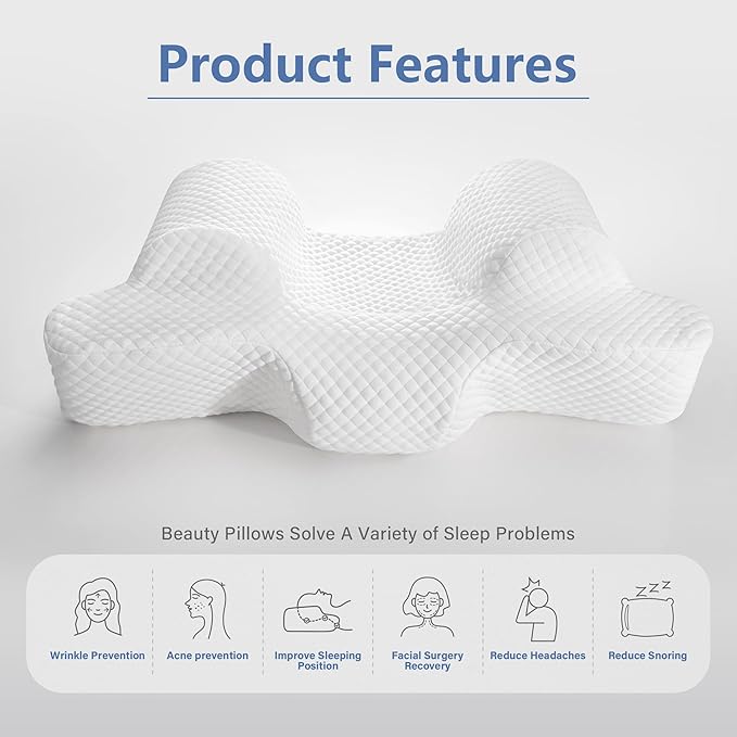 AM AEROMAX 8-Inch Wide Head Support Memory Foam Back Sleep Training Pillow - Keep Head Straight for Wrinkle Prevention, Anti-Wrinkle & Anti-Aging Beauty Pillow