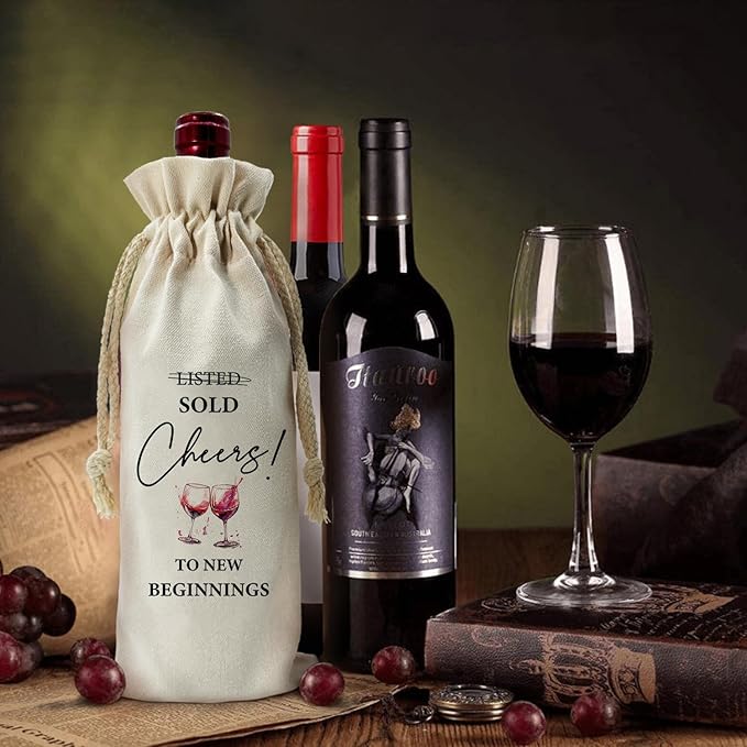 ZHANTUONE,Friends Coworker Funny Birthday Wine Bag,Drawstring Polyester Cotton Cloth Wine Bag,Resignation gifts for colleagues,for Friends Coworker Husband Wife Wine Wrap Bag,13IN