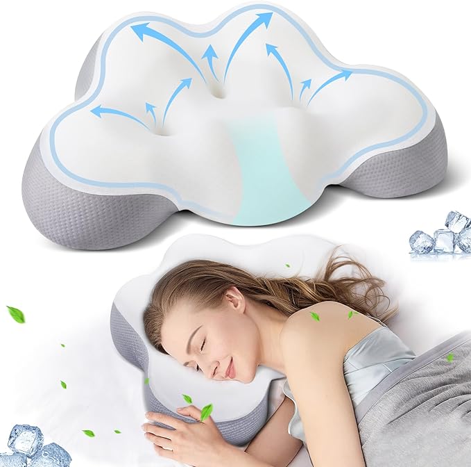 Cervical Neck Pillow for Neck and Shoulder, Side Sleeper Pillow for Adults, Neck Pillow, Orthopedic Contour Memory Foam Pillows for Side Back & Stomach Sleepers with Cooling Pillowcase