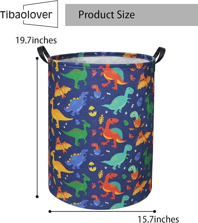 Dinosaur Kids Laundry Basket Baby Hamper Dinosaur Toy Storage Bin for Boys Room Decor Baby Nursery Hamper Gift Baskets for Bedroom Bathroom(Blue Dinosaur)