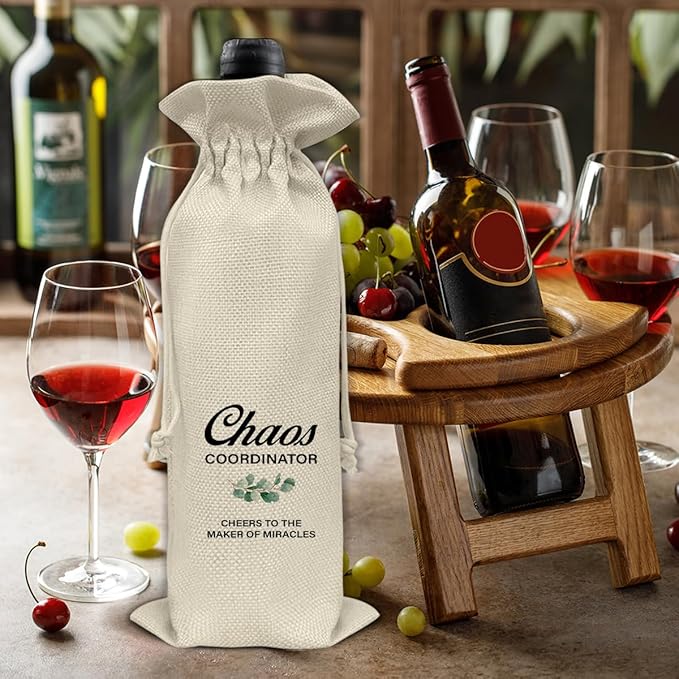HOIJAUMAI Chaos Coordinator Gift for Women Men, Chaos Coordinator Wine Bag Chaos Coordinator Wine Gift Bags for Teacher Leader Mentor Coach Boss