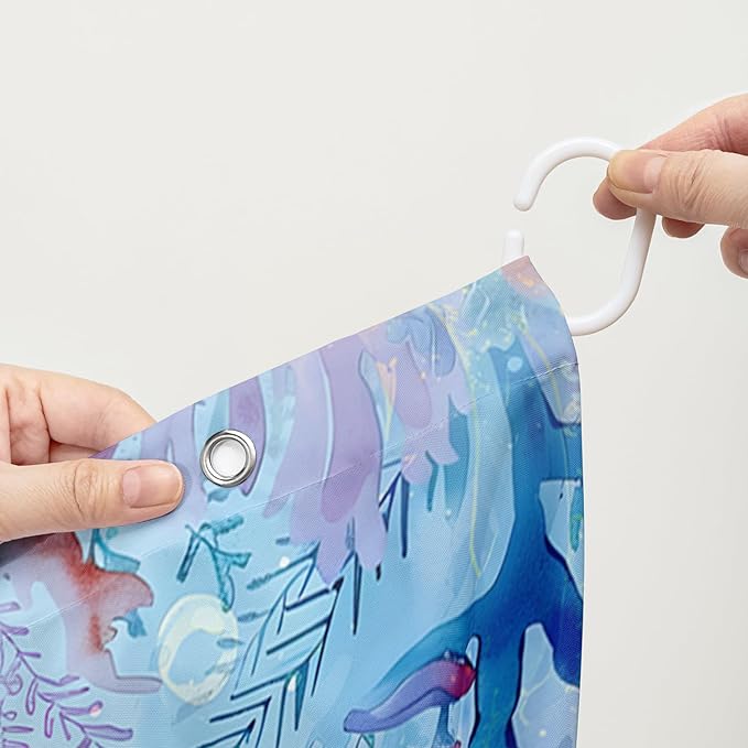 AILONEN Axolotl Shower Curtain for Bathroom,Watercolor Axolotl Coral Bath Curtain for Kids Girls,Ocean Animal Salamander Blue Shower Curtain Decoration Waterproof with 12 Plastic Hooks, 48" W*72" H