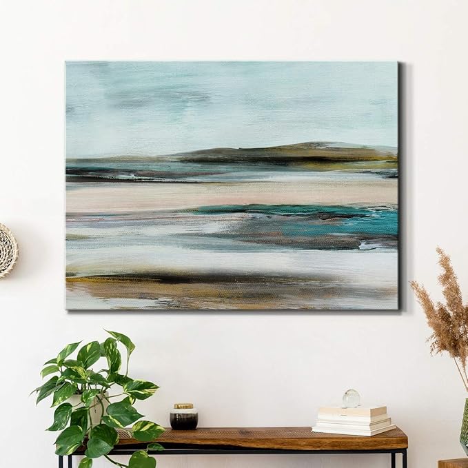 Renditions Gallery Canvas Nature Wall Art Modern Paintings & Prints Decorations Blurred Sandy Beach Abstract Vibrant Coastal Wall Hanging Artwork for Bedroom Office Kitchen - 32"x48" LT33