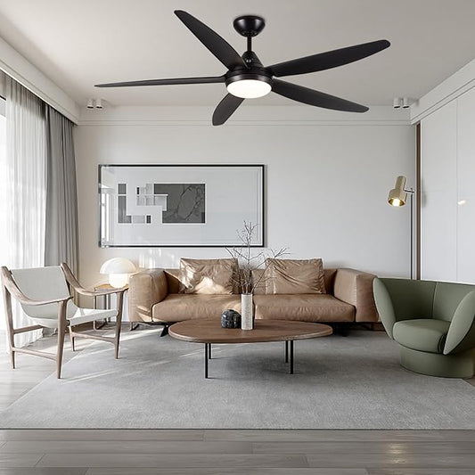 NicBex Ceiling Fan 56 Inch Modern Ceiling Fans with Integrated LED Light and Remote Control Double Finish Ceiling Fan with 5 ABS Blades for Living Room, Bedroom, Black