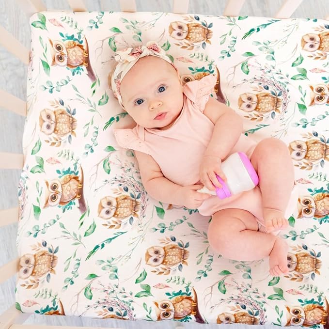 4 Pack N Play Sheets Woodland Forest Animals Wood Neutral Unisex Fitted Baby N Play Sheets Fitted for Standard Pack and Plays and Mini Cribs Set for Baby Boys or Girls (Paint Fox)