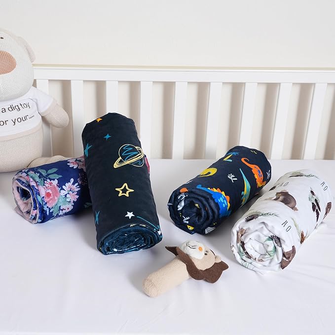 Minky Baby Blanket for Boys, Soft Lightweight Micro Fleece Blanket with Double Layer, Dotted Backing, Breathable Receiving Blanket for Newborns, 30x40 Inches, Dinosaur