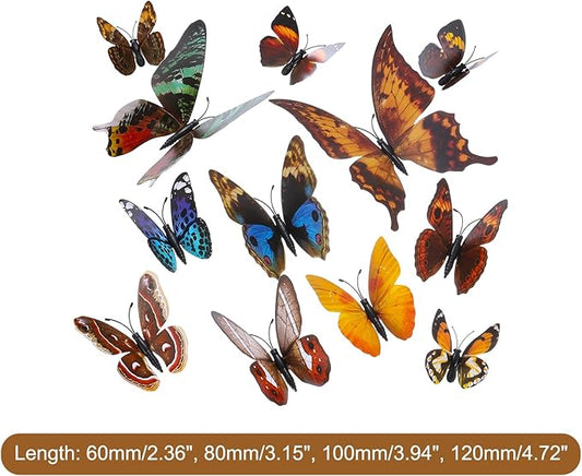 uxcell 120Pcs 3D Beautiful Butterfly Removable DIY Wall Stickers for Bedroom Living Room TV Background Decorations, Brown