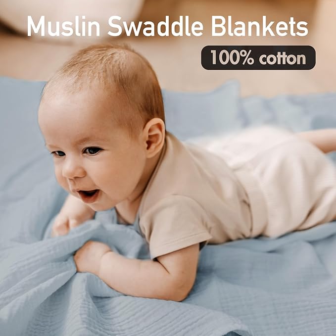 GLLQUEN BABY Muslin Swaddle Blankets for Boys and Girls, 3-Pack Baby Blankets for Girl Boy, Newborn Receiving Blanket, Baby Swaddle Blanket Unisex, Baby Essentials, Registry & Gift