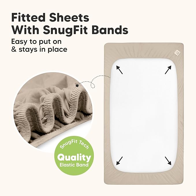 2-Pack Waterproof Crib Sheets for Boys, Girls - Viscose Derived from Bamboo Crib Sheets Neutral, Crib Mattress Protector Sheet, Soft Toddler Bed Sheets, Fitted Baby Crib Sheets Girl, Boy (Rust)