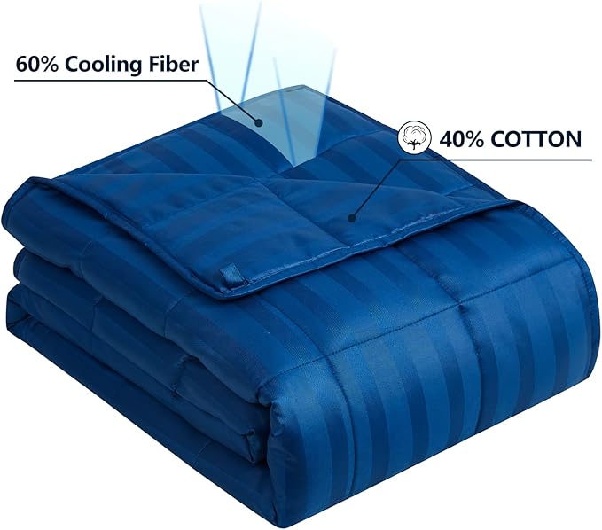 Weighted Blanket (36"x48" 5lbs) Weighted Blanket Cooling Blanket for Sleeping,Throw Size Breathable Blanket with Premium Glass Bead(Navy Blue)