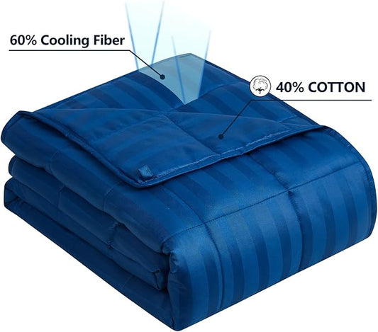 Weighted Blanket (36"x48" 5lbs) Weighted Blanket Cooling Blanket for Sleeping,Throw Size Breathable Blanket with Premium Glass Bead(Navy Blue)