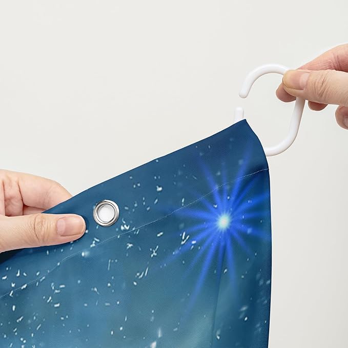 AILONEN 3D Sea Turtle Shower Curtain for Bathroom, Cute Turtle Blue Space Galaxy Bath Curtain,Kids Kawaii Ocean Turtle Decorative Watercolor Curtain with 12 Plastic Hooks for Boys Girls 72" W*96" H