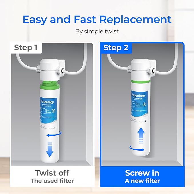 Waterdrop FQK1K Under Sink Water Filter, 1350 Gallons, Replacement for GE FQK1K, FQK2J, GXK185K and GX1S50R (Pack of 1)