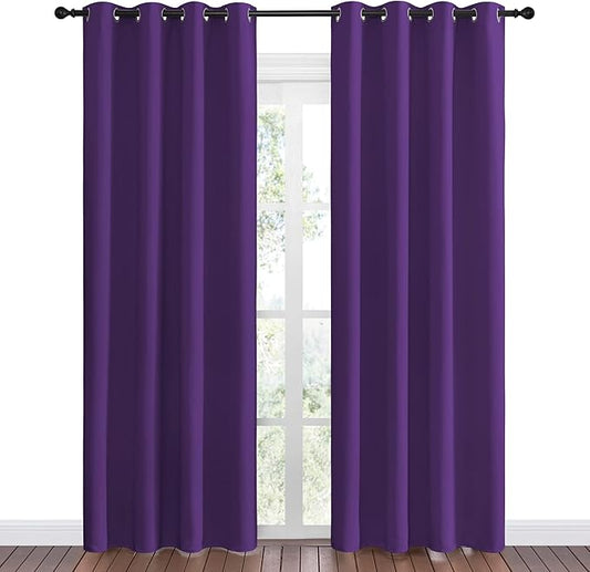 NICETOWN Purple Blackout Curtains 86 inches Long, Niose Reducing and Thermal Insulated Room Darkening Curtains for Girls Bedroom Living Room Window Decoration (55 inches Wide, 2 Panels)