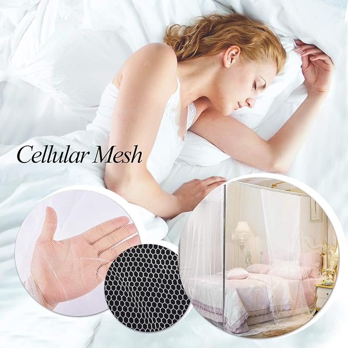 AIFUSI Mosquito Net, King Size Four Corner Post Curtains Bed Canopy for Single to Fits All Cribs and Beds for Adult Bedroom, Kids Rooms, Baby Bassinet, Garden, Camping๏ผWhite๏ผ