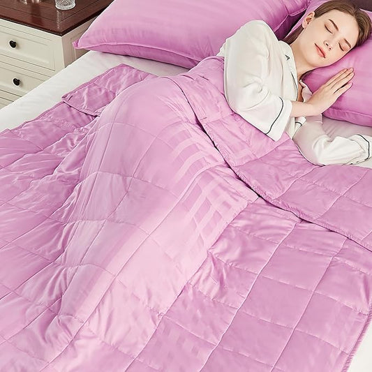 Weighted Blanket (36"x48" 5lbs) Weighted Blanket Cooling Blanket for Sleeping,Throw Size Breathable Blanket with Premium Glass Bead(Rose Pink)