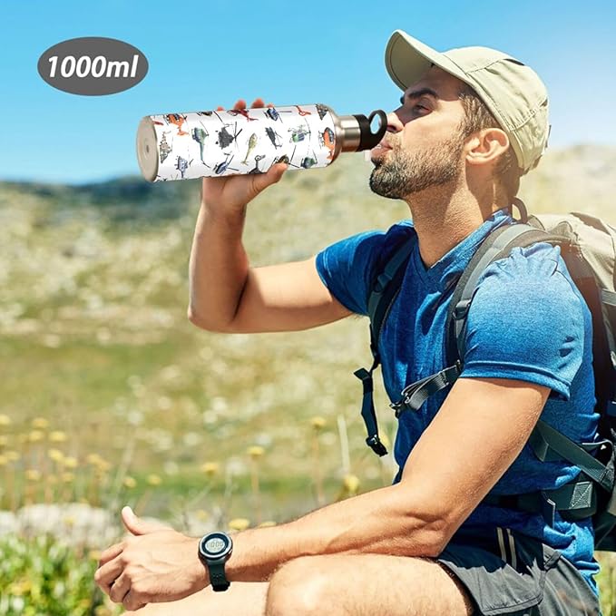 Helicopter Stainless Steel Water Bottle with Straw Lid - 20 Oz Sports Insulated Water Bottle Thermos for Sport Gym Outdoor Travel School