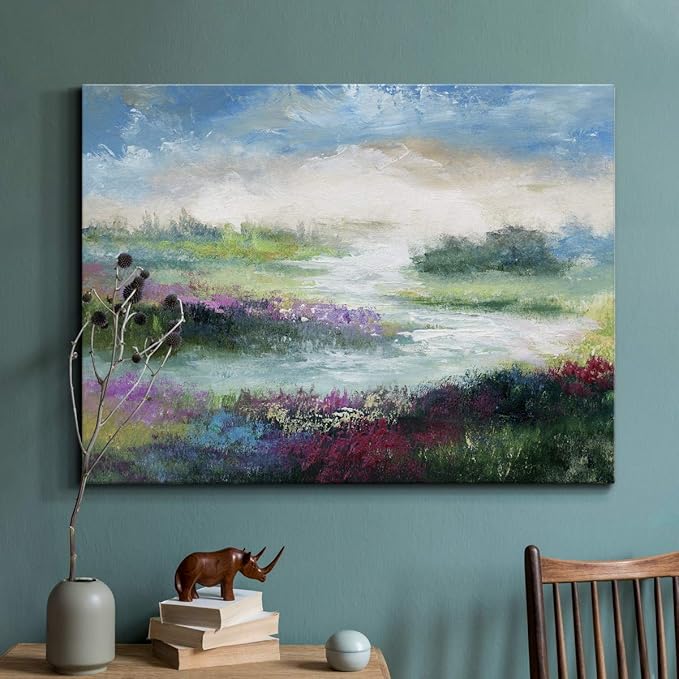 Renditions Gallery Canvas Flowers Wall Art Modern Decorations Paintings Colorful Floral Meadow Glam Nature Abstract Wall Hanging Artwork Prints for Bedroom Office Kitchen - 24"x36" LT33