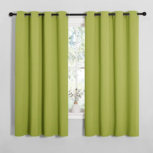 NICETOWN Blackout Curtain Panels for Loft Window, Thermal Insulated Solid Grommet Top Blackout Draperies/Drapes for Window (1 Pair, 55 x 68 inches in Fresh Green)