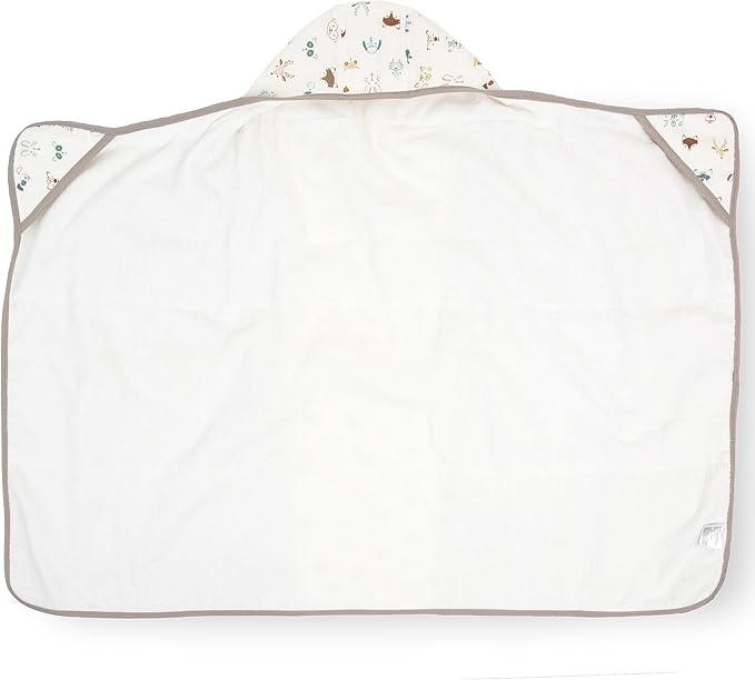 Little Unicorn Cotton Muslin & Terry Hooded Towel, Larger Size 1-6 Years (Animal Crowd)