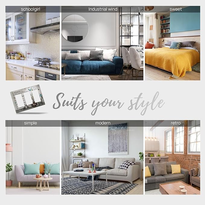 Blue Butterfly Rustic Flower Inspirational Quotes 3 Gang Rocker Light Switch Covers Triple Outlet Wall Plate Decorative Switchplate Cover Faceplate GFCI for Farmhouse Country Bedroom Kitchen Decor