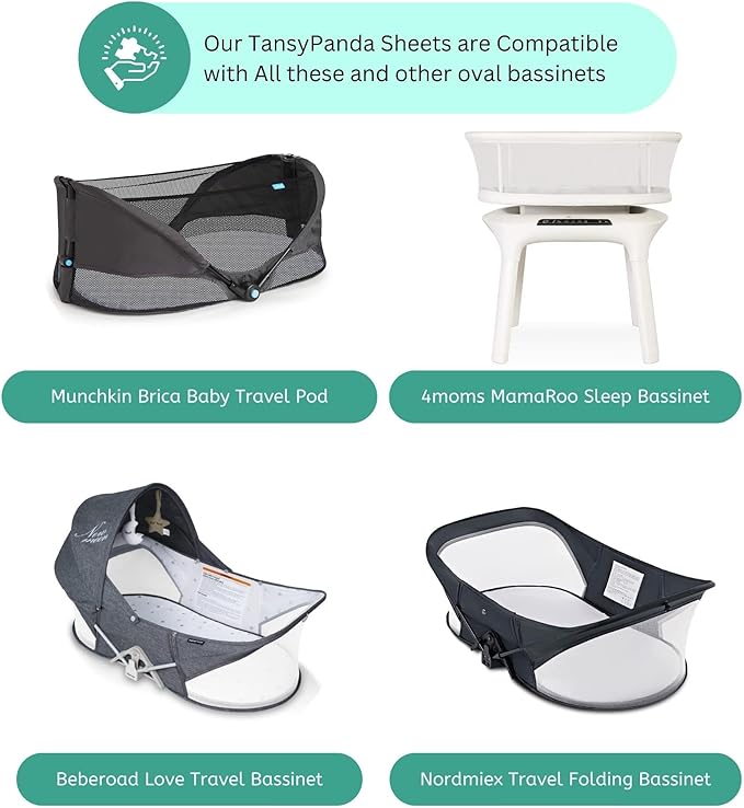 TansyPanda Bassinet Sheets for Munchkin Brica Pod, 4moms MamaRoo, Nordmiex, Beberoad Travel Bassinet, 3PC, 18 x 30 Inch, Ultra Soft, Breathable, Snug Fit, Unisex Boys and Girls (Woodland Rainbow)