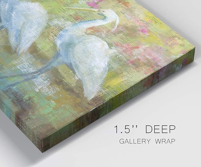 Renditions Gallery Canvas Nature Wall Art Modern Paintings Decorations Elegant White Egrets Abstract Multicolored Bontanical Wall Hanging Artwork for Bedroom Office Kitchen - 18"x27" LT33