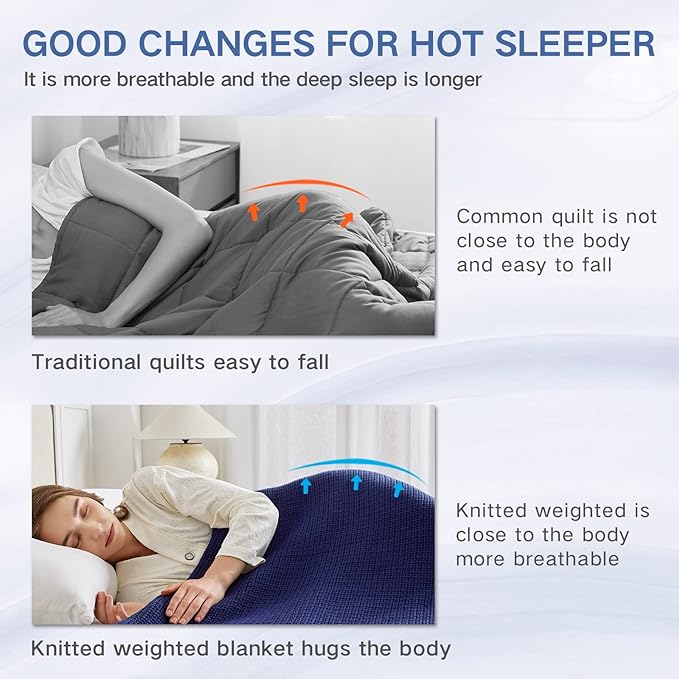 Knitted Weighted Blanket(Light Green 60"x80" 20lbs),Home Décor Cooling Throw Blanket for Hot Sleepers,Hand Made Chunky Knit Heavy Blanket for Adults Use on Queen/King Size Bed