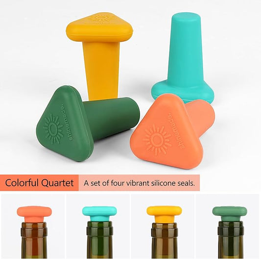 Wine Stoppers,Set of 4 Silicone Corks - Uncork,Heavy-Duty for all Bottles