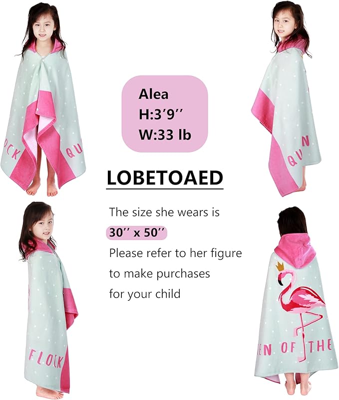 Kids Hooded Beach Bath Towel, Baby Surf Poncho Toddlers Soft Real Cotton Wrap Hooded Towels for Kids Boy Girl