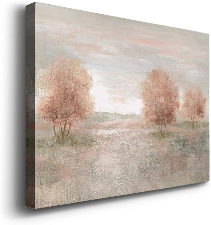 Renditions Gallery Canvas Nature Wall Art Modern Paintings Decorations Autumnal Peach Leaves Abstract Romantic Artwork Wall Hanging Prints for Bedroom Office Kitchen - 12"x18" LT33
