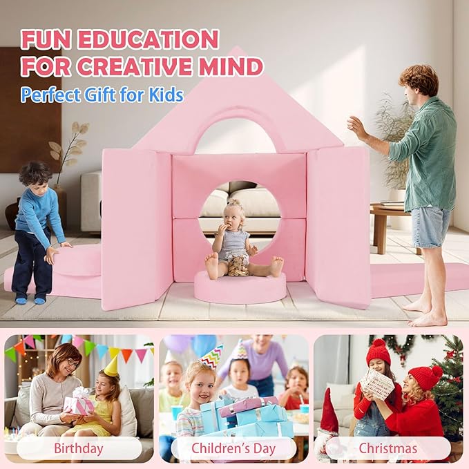 2024 New Modular Kids Play Couch, 12pcs Toddler Sofa Couch Building Fort, Versatile 300+DIY Creativing Playroom Bedroom Furniture for Toddlers. Convertible Kids Sofa and Cushion for Boys and Girls