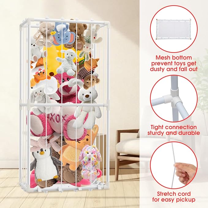 Stuffed Animal Storage, Metal Stuffed Animals Zoo Plush Toy Storage Organizer, Extra Large Plushies Storage Holder Creative Display Shelf for Playroom Bedroom Nursery