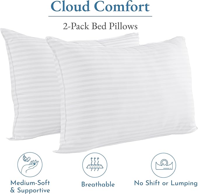 California Design Den 2-Pack Bed Pillows Queen Size Set of 2 for Sleeping, Cooling Luxury Hotel Pillows, for Back, Stomach or Side Sleepers