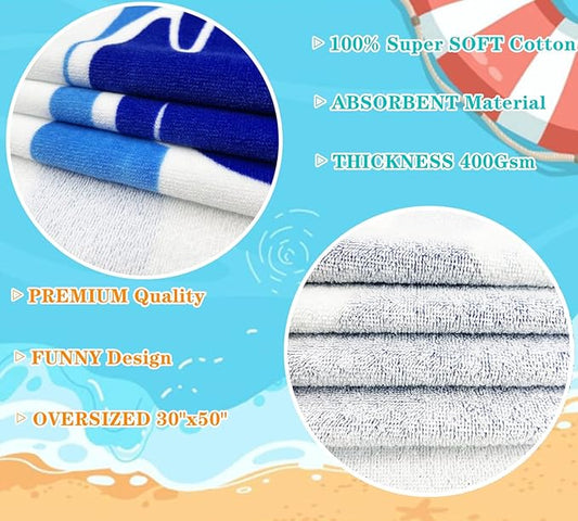 Kids Bath/Beach Towel Oversized 30" x 50" for 3 to 12 Years Boys Girls Swim Pool Cover-ups Super Soft and Absorbent Premium Cotton, Narwhal with Drawstring Bag