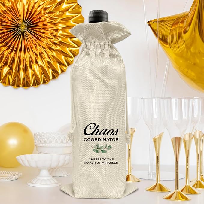 HOIJAUMAI Chaos Coordinator Gift for Women Men, Chaos Coordinator Wine Bag Chaos Coordinator Wine Gift Bags for Teacher Leader Mentor Coach Boss